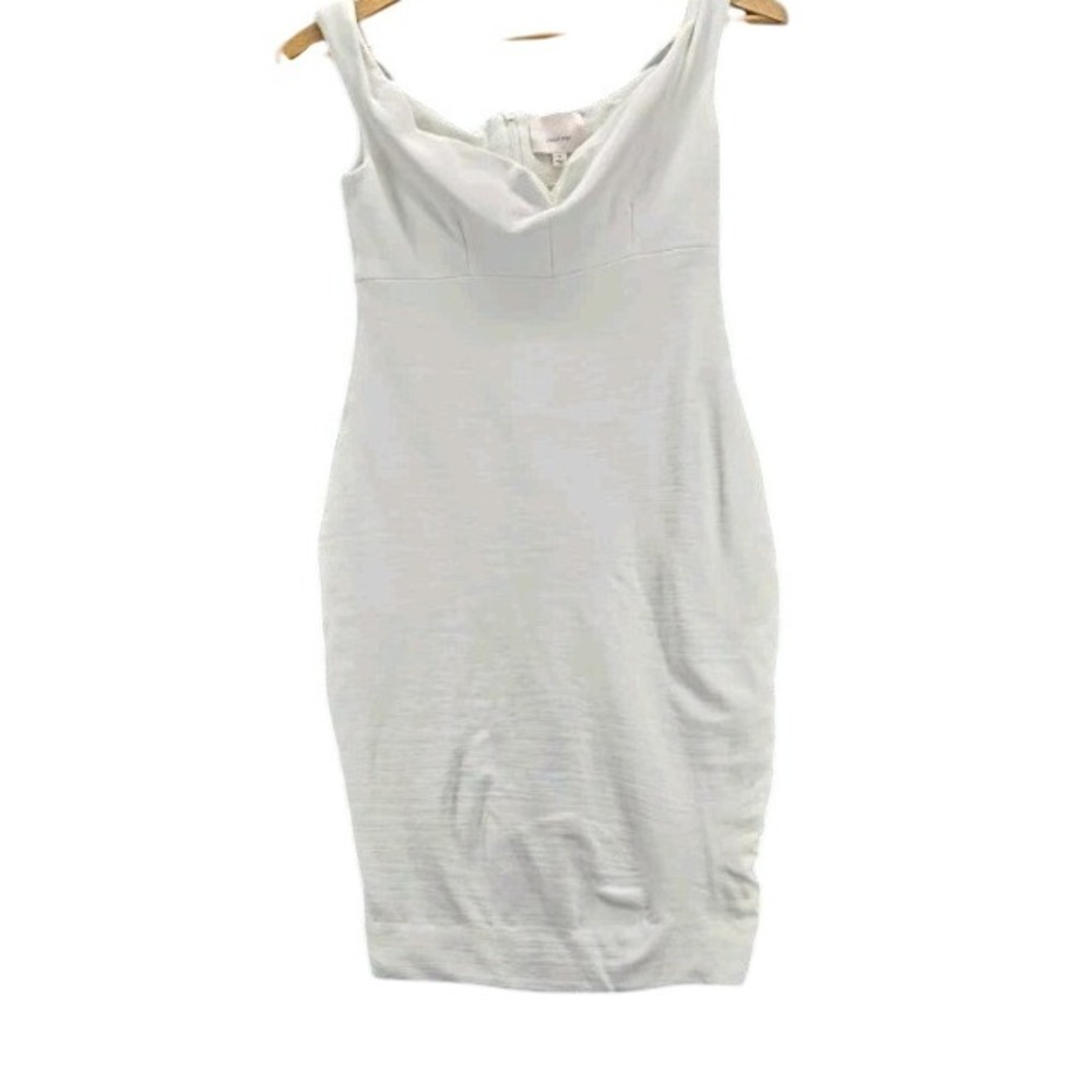 Cinq A Sept Dress Size 4 Ivory White Bodycon Bridal Cowl Neck Thick Lined